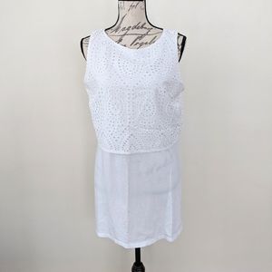 J. Jill White Eyelet Tank Dress Size Medium